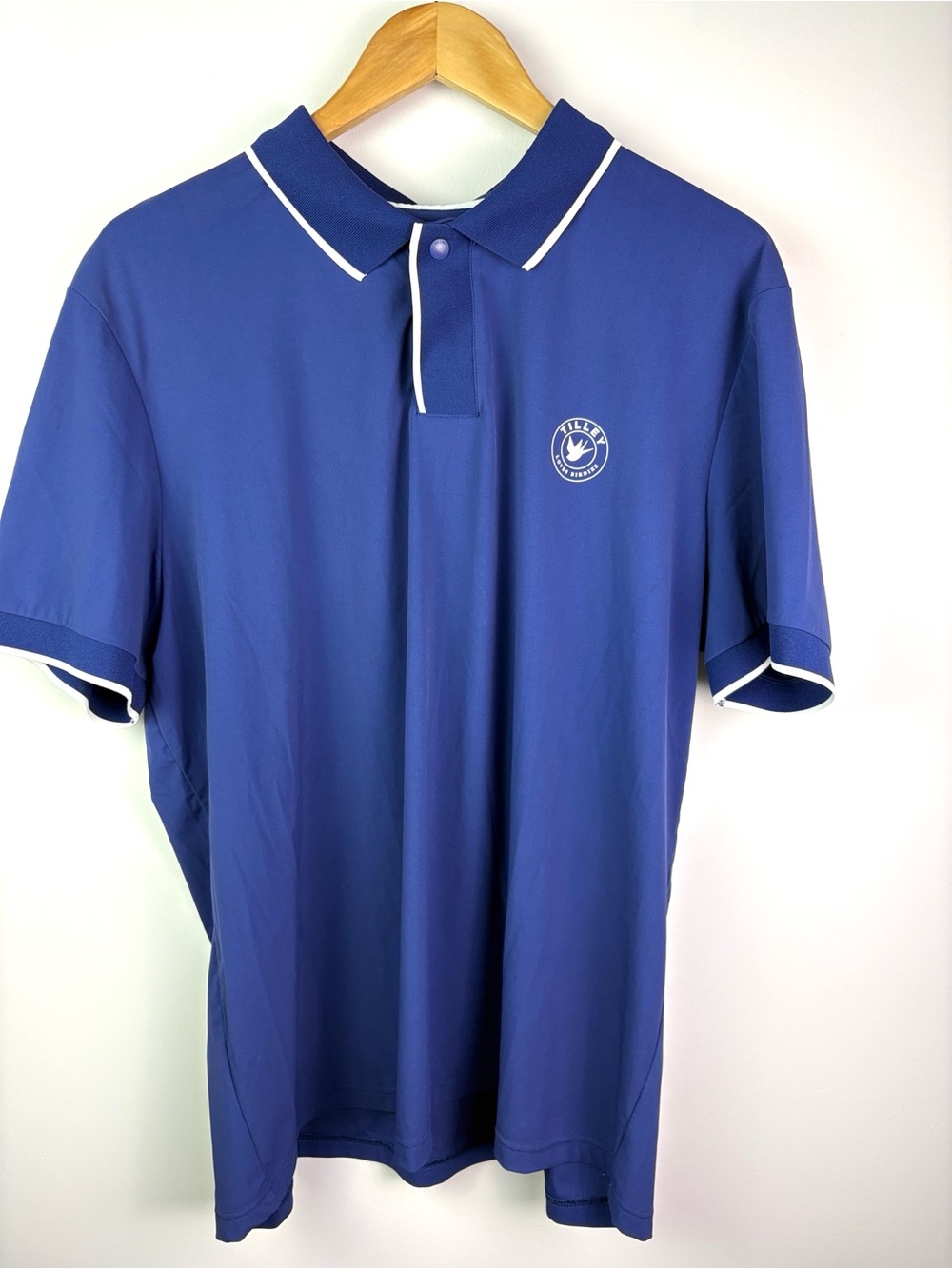 Tilley Love Birdies Loves Golf Men's Blue Polo Shirt with White Trim size XL